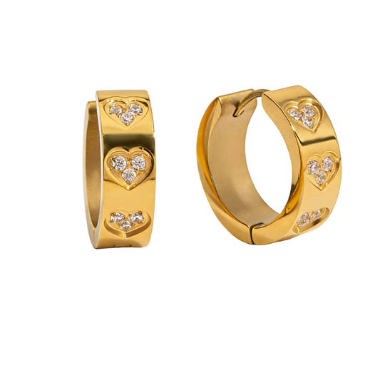 Minimalist Diamond Hoop Earrings - 18K Gold Plated Stainless Steel | Vinajewelry