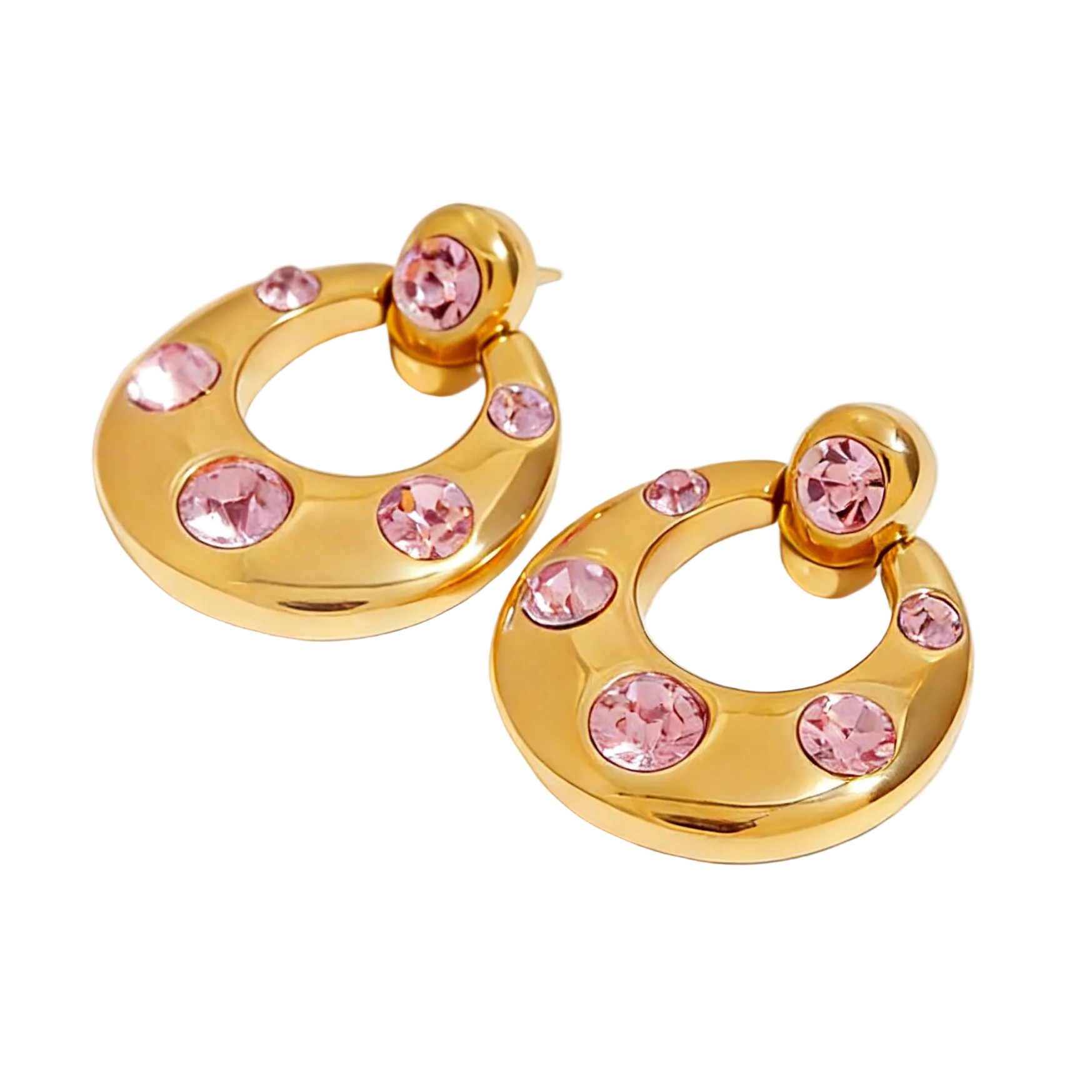 Luxurious Diamond Hoop Earrings - 18K Gold Plated Stainless Steel | Vinajewelry