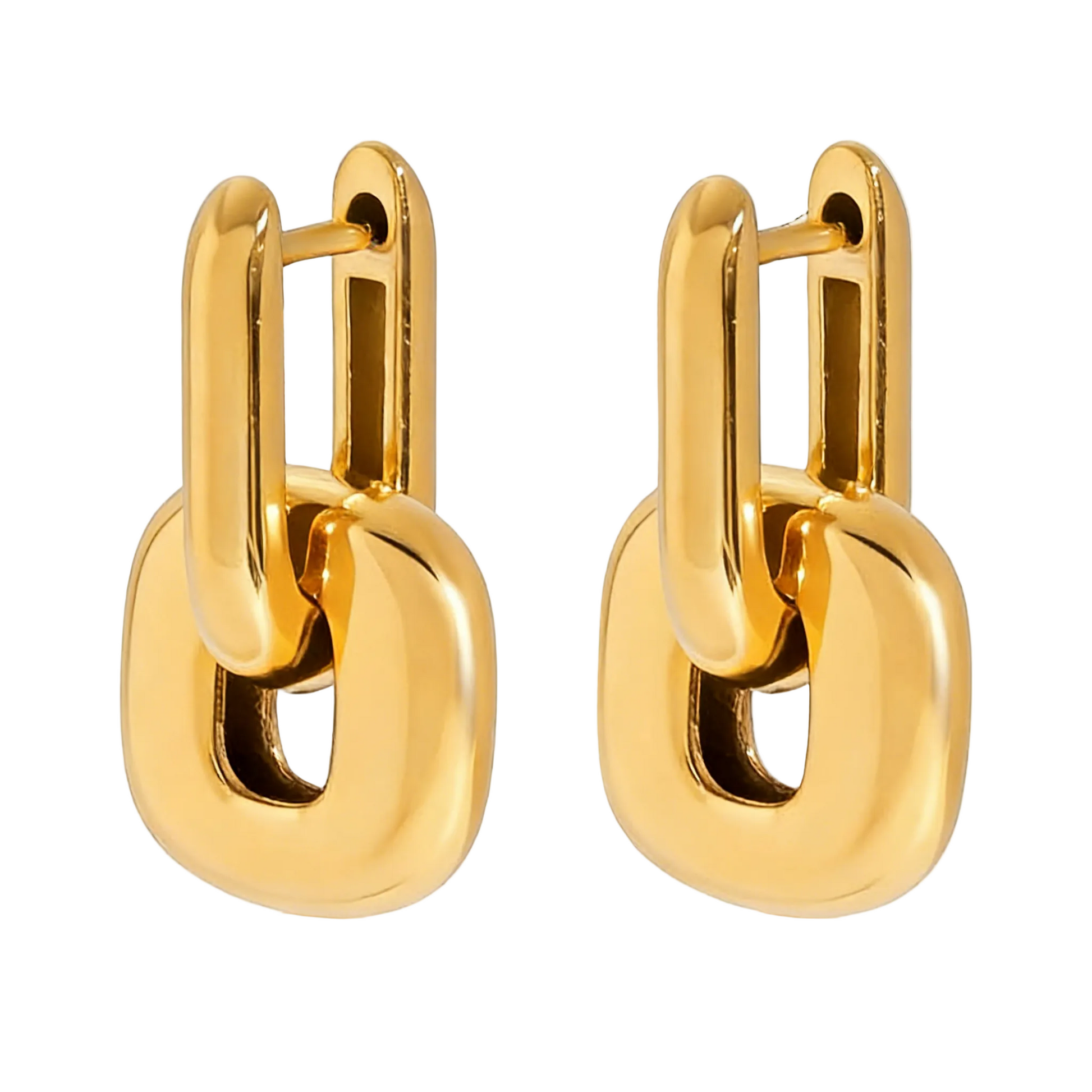 Daily Geometric Design Pendant Hoop Earrings 18K Gold Plated Stainless Steel