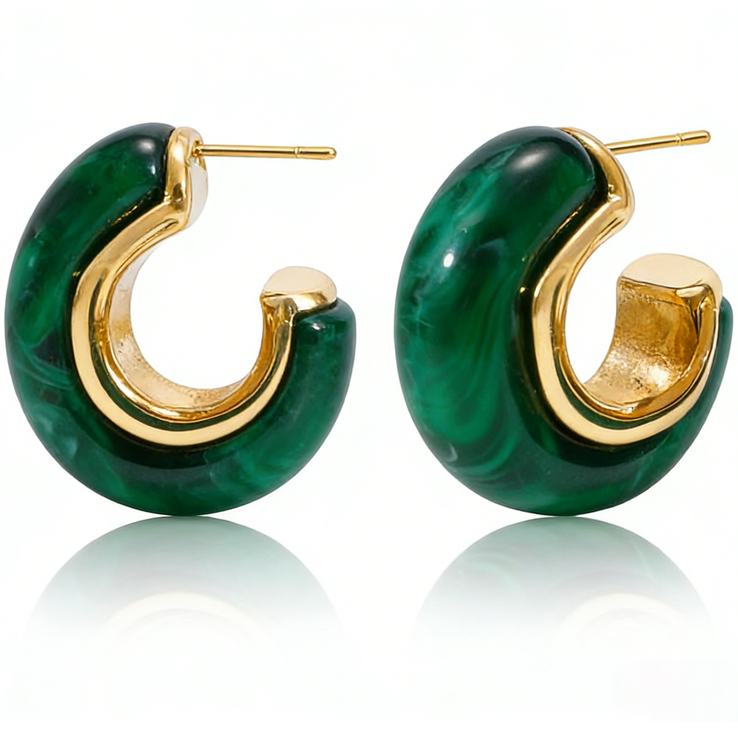 Lyra Green Hoop Earrings