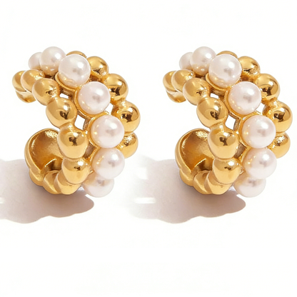 Beatrice Pearl Hoop Earrings
