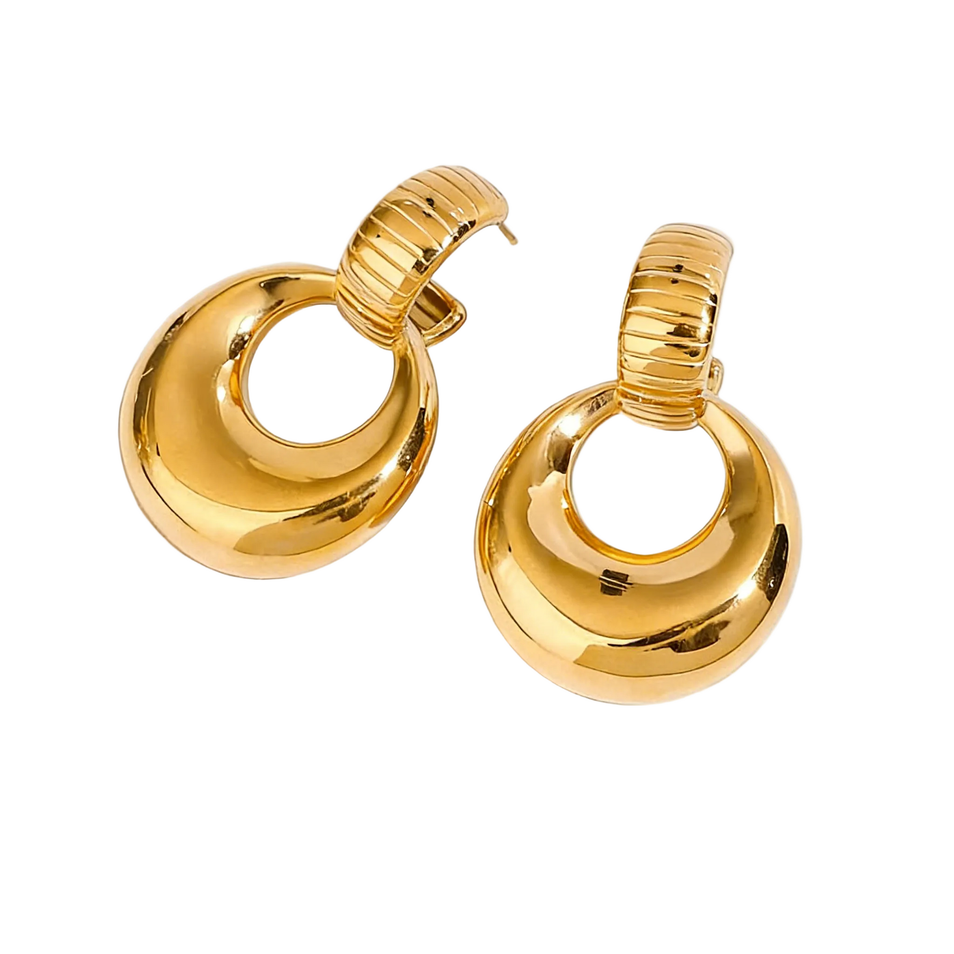 Minimalist geometric design pendant earrings 18K gold