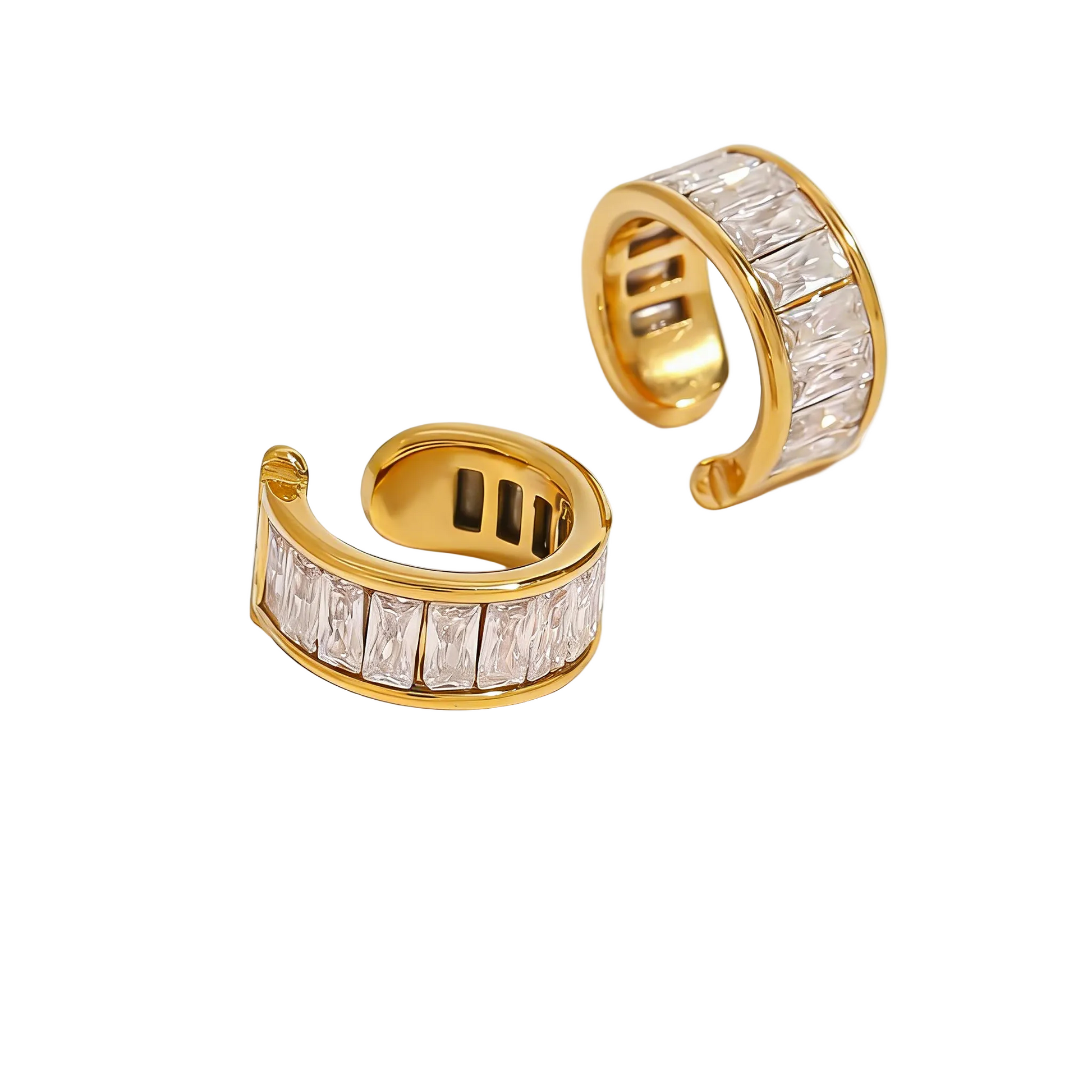 Minimalist diamond hoop earrings 18K goldMinimalist Diamond Hoop Earrings - 18K Gold Plated Stainless Steel