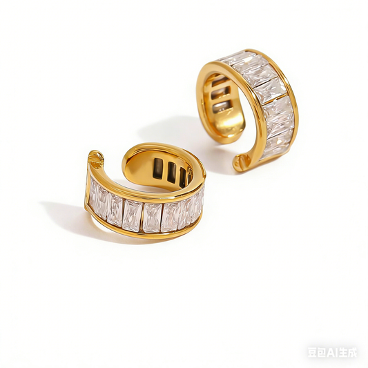 Minimalist diamond 18K gold hoop earrings