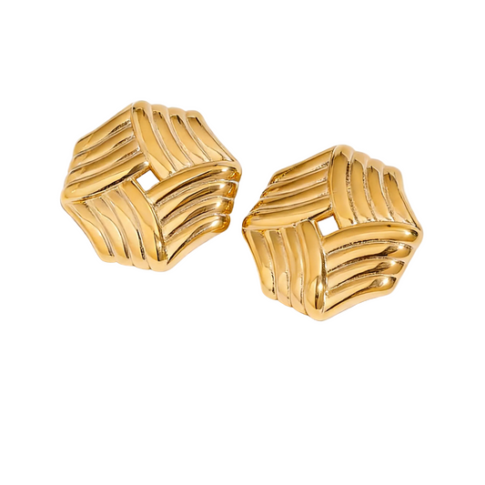 Minimalist Geometric Stud Earrings 18K Gold - Waterproof | Vinajewelry