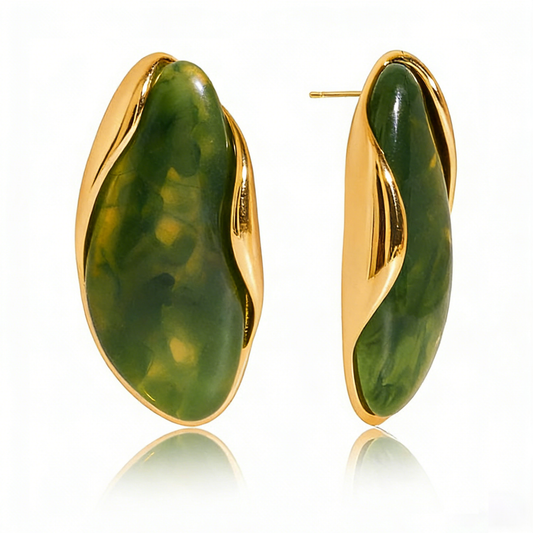 Seraphina Green Geometric Statement Earrings