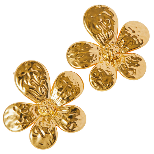 Elegant Flower Stud Earrings 18K Gold - Waterproof | Vinajewelry