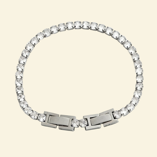 Silver 4mm Diamond Tennis Chain Bracelet - Waterproof | Vinajewelry