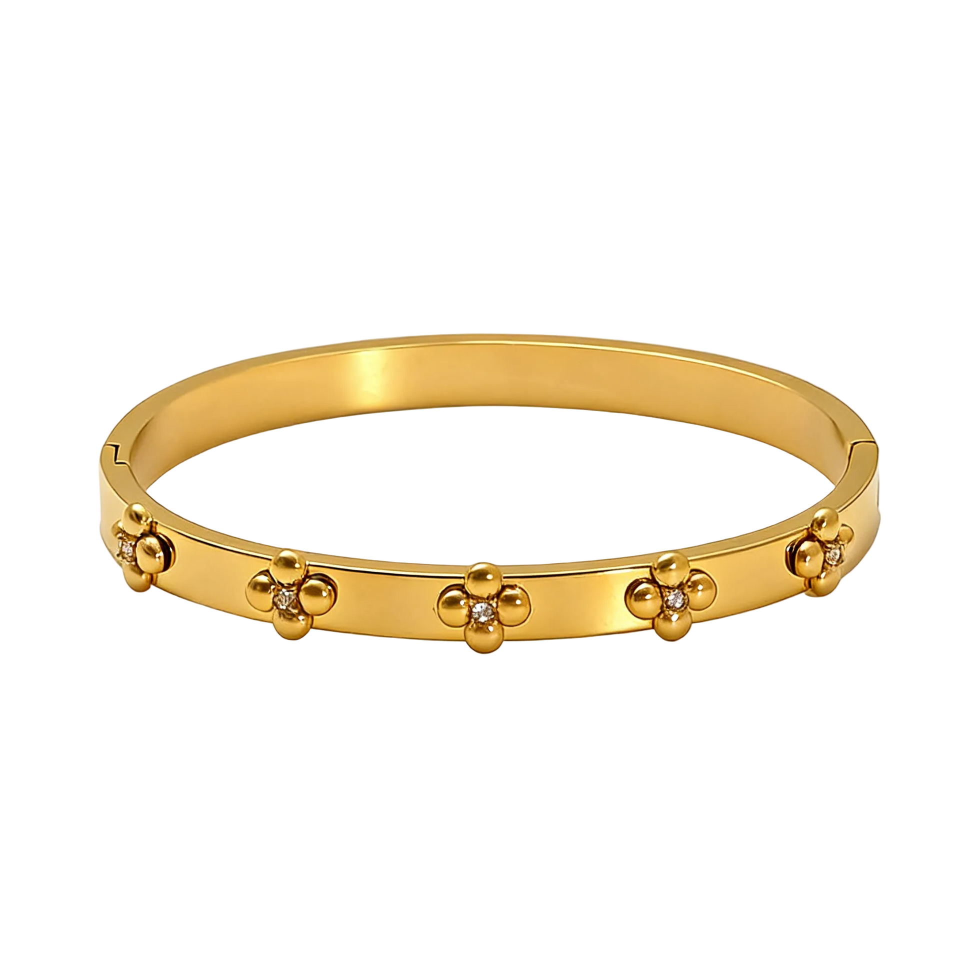 Luxurious Four-Leaf Clover Diamond Bracelet - 18K Gold Plated | Vinajewelry