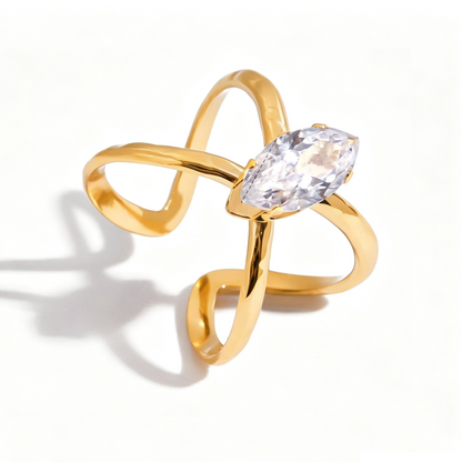 Butterfly Teardrop Diamond Open Ring | 18K Gold | Vinajewelry
