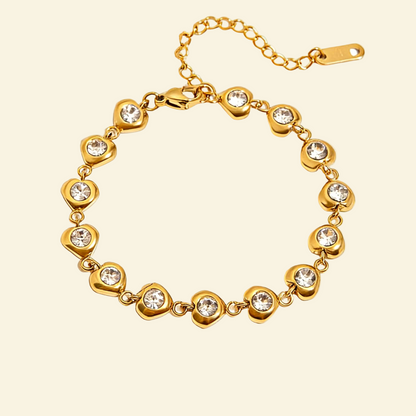 18K Gold Heart Diamond Bracelet with Pearl - Waterproof | Vinajewelry