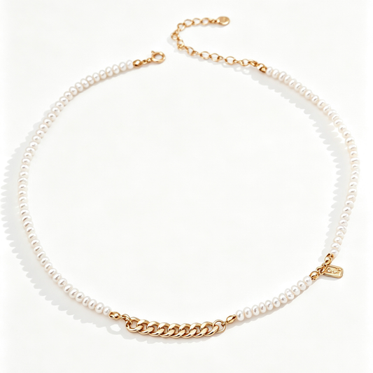 Adele Pearl Beaded Chain Necklace
