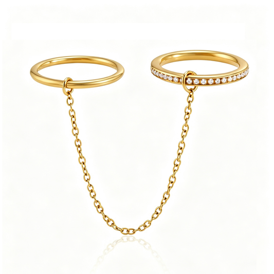 Andromeda Stackable Diamond Chain Ring | 18K Gold PVD | Vinajewelry