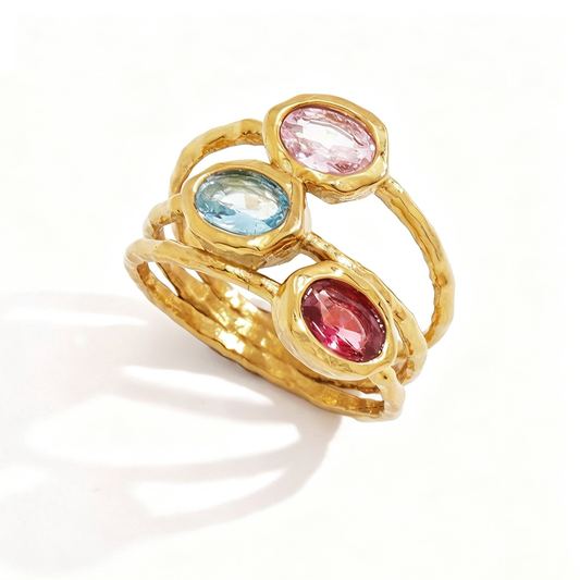 Dahlia Vintage Gemstone Ring | 18K Gold PVD | Vinajewelry