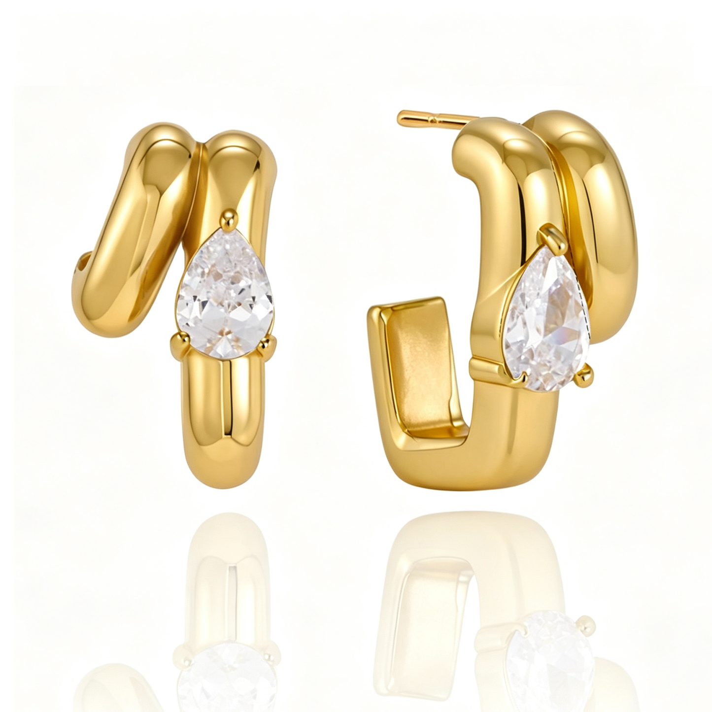 Destiny Diamond Hoop Earrings | 18K Gold PVD | Vinajewelry