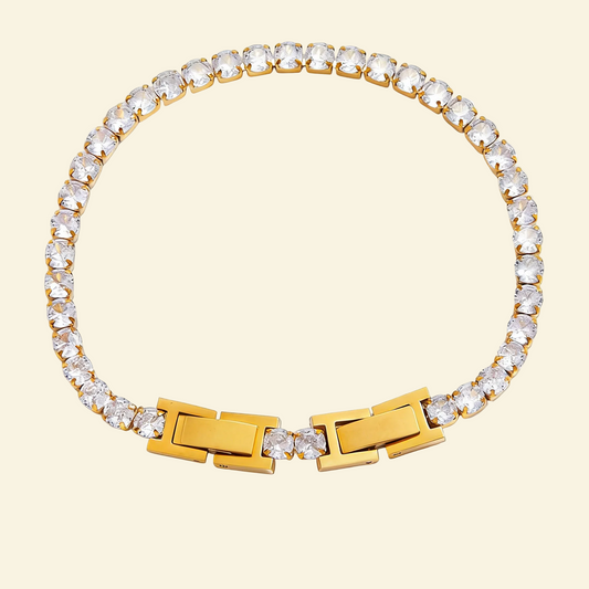 18K Gold 4mm Diamond Tennis Chain Bracelet - Waterproof | Vinajewelry