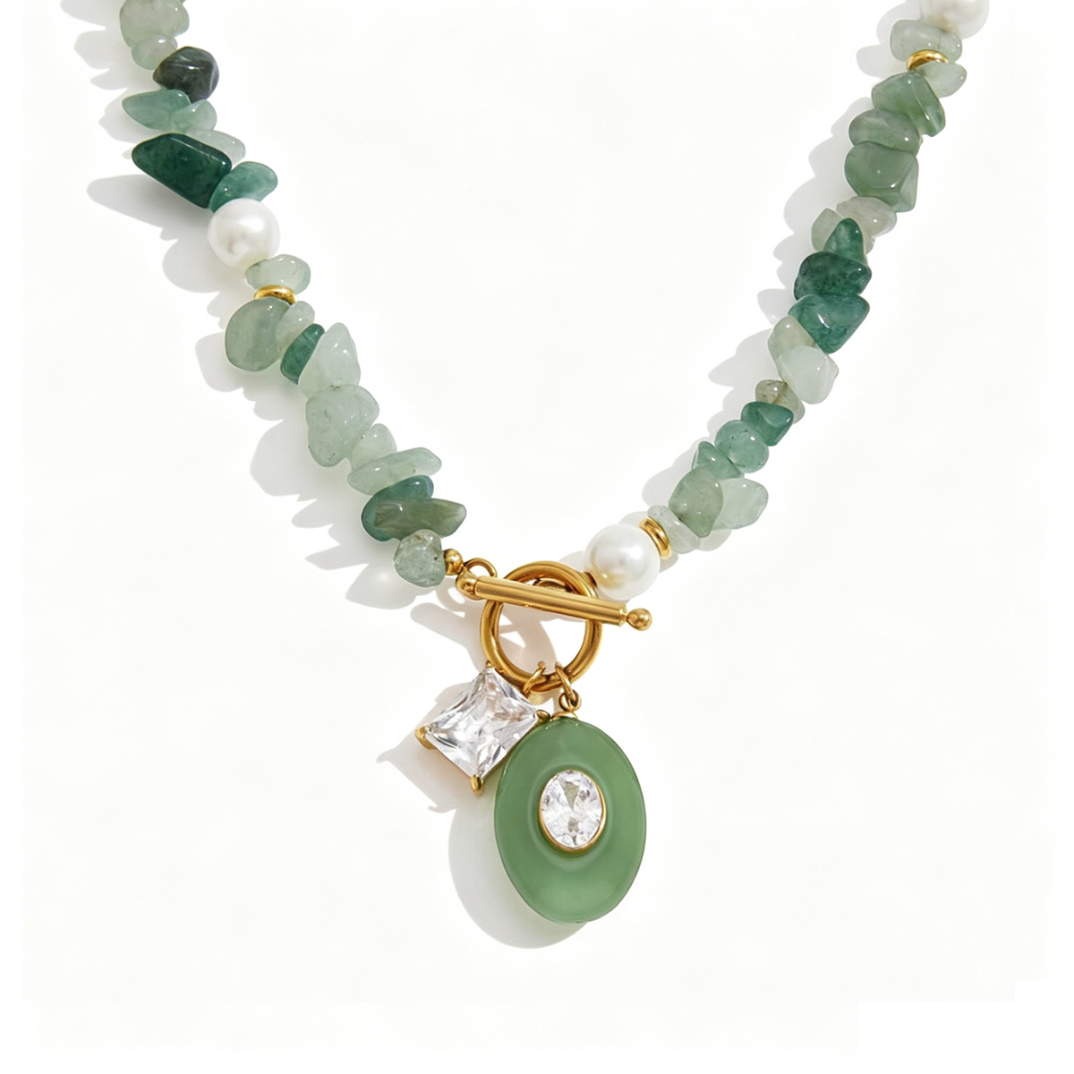 Aventurine Beaded Pendant Necklace | Vinajewelry