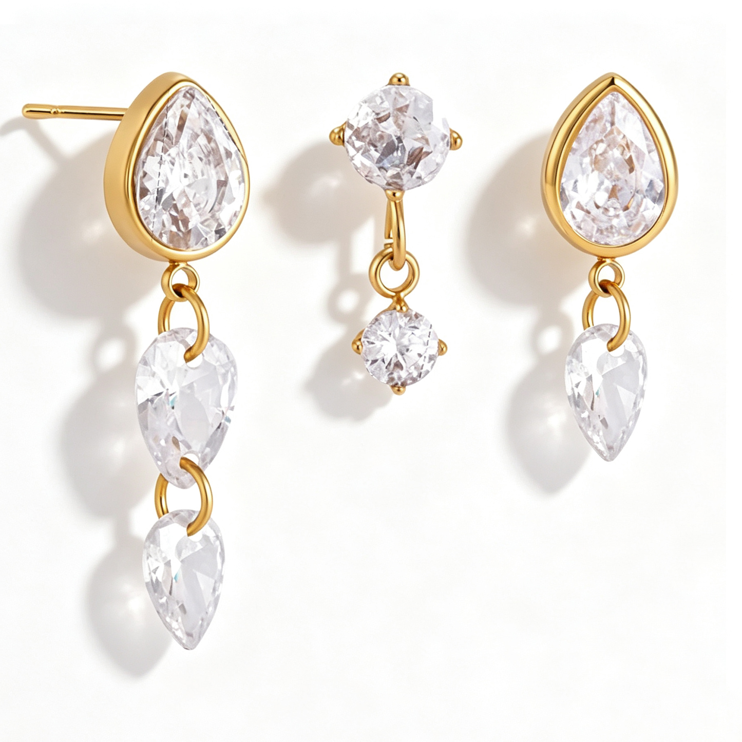 Emilia Teardrop Diamond Earring Set | 18K Gold PVD | Vinajewelry