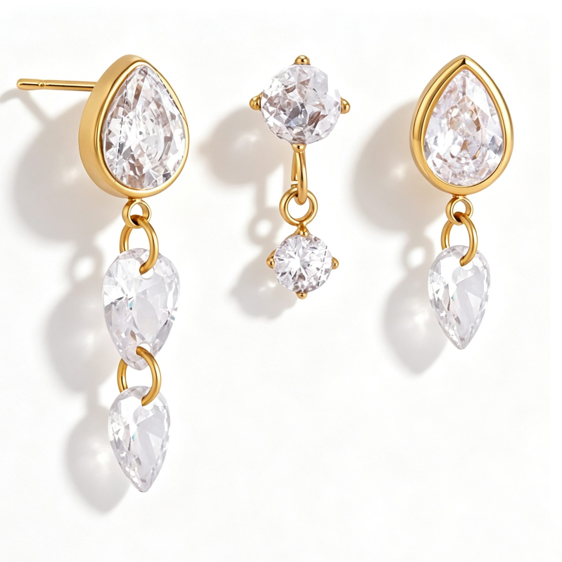 Emilia Teardrop Diamond Earring Set | 18K Gold PVD | Vinajewelry