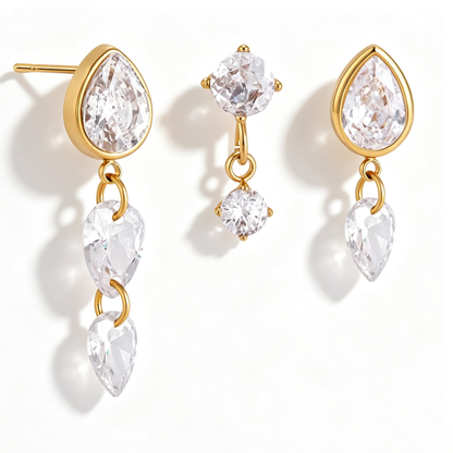 Emilia Teardrop Diamond Earring Set | 18K Gold PVD | Vinajewelry