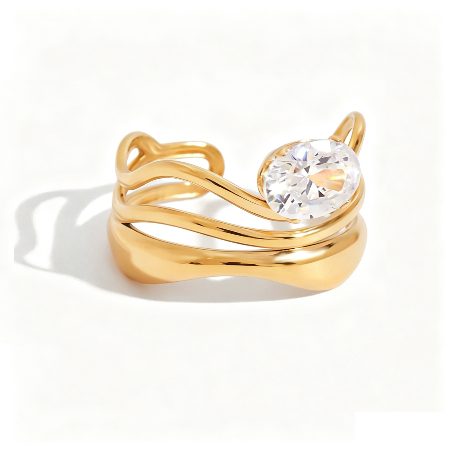 Cara Diamond Open Ring | 18K Gold Stainless Steel | Vinajewelry