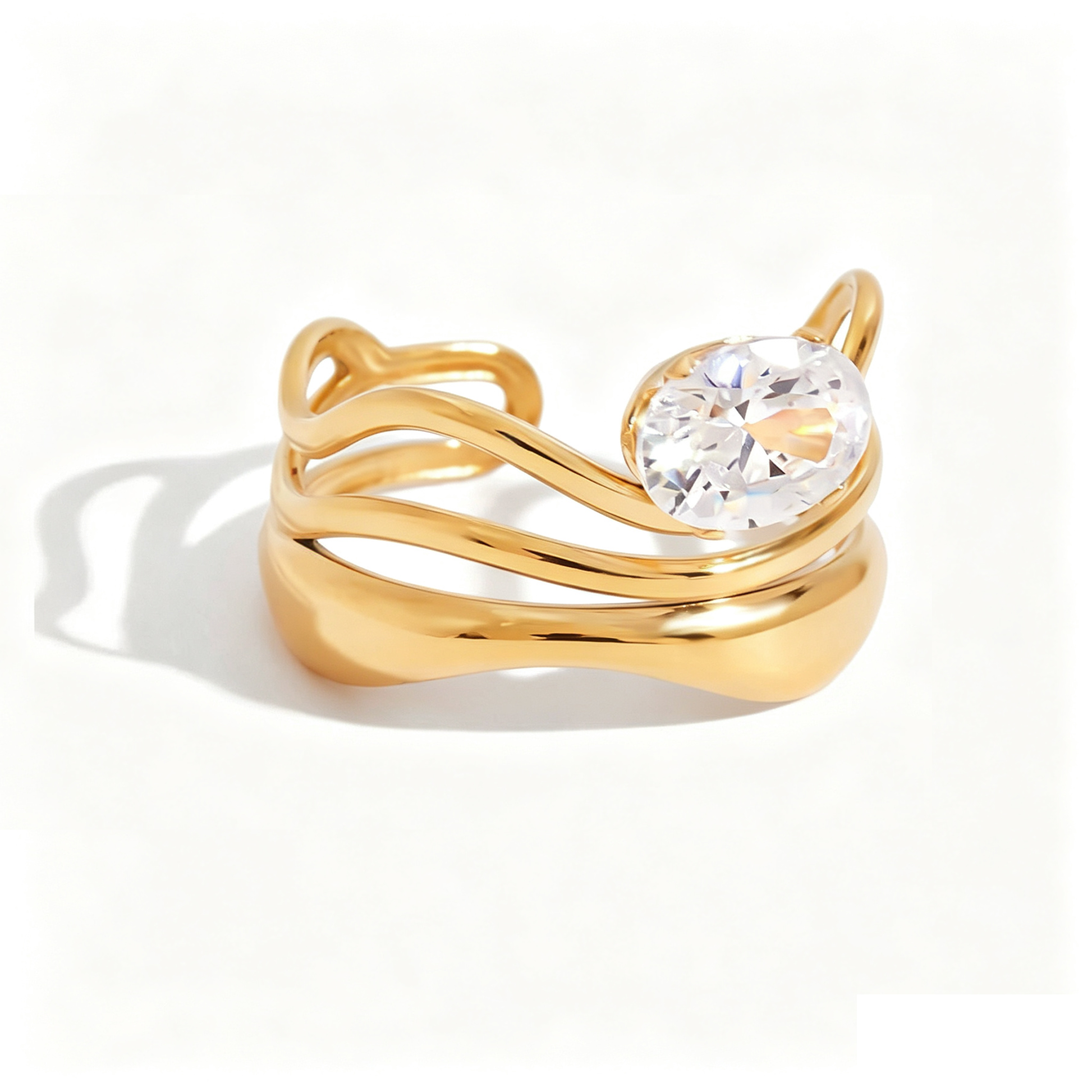 Cara Diamond Open Ring | 18K Gold Stainless Steel | Vinajewelry