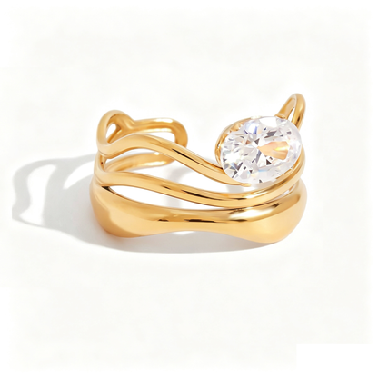 Cara Diamond Open Ring | 18K Gold Stainless Steel | Vinajewelry