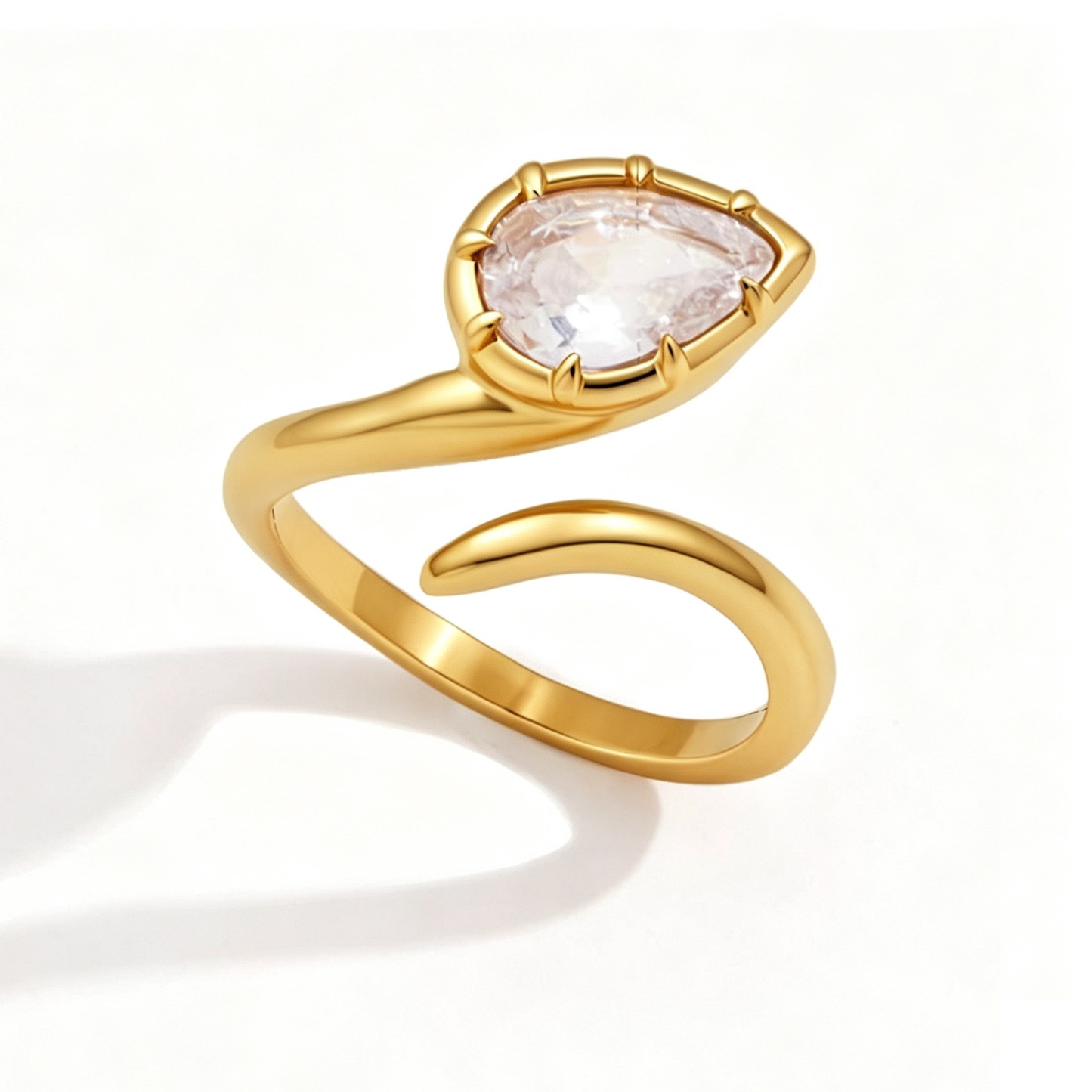 Svetlana Teardrop Diamond Open Ring | 18K Gold | Vinajewelry