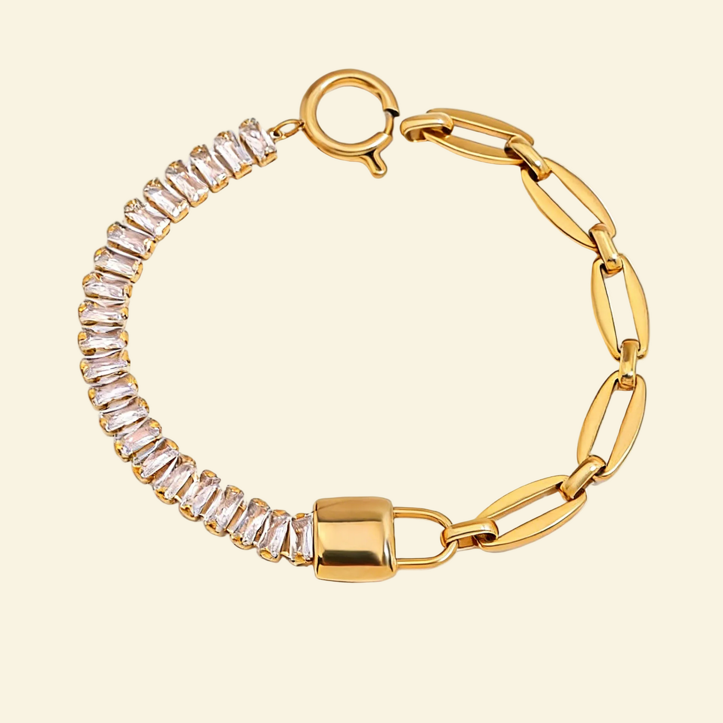 18K Gold Diamond Chain Bracelet with Pearl - Waterproof | Vinajewelry
