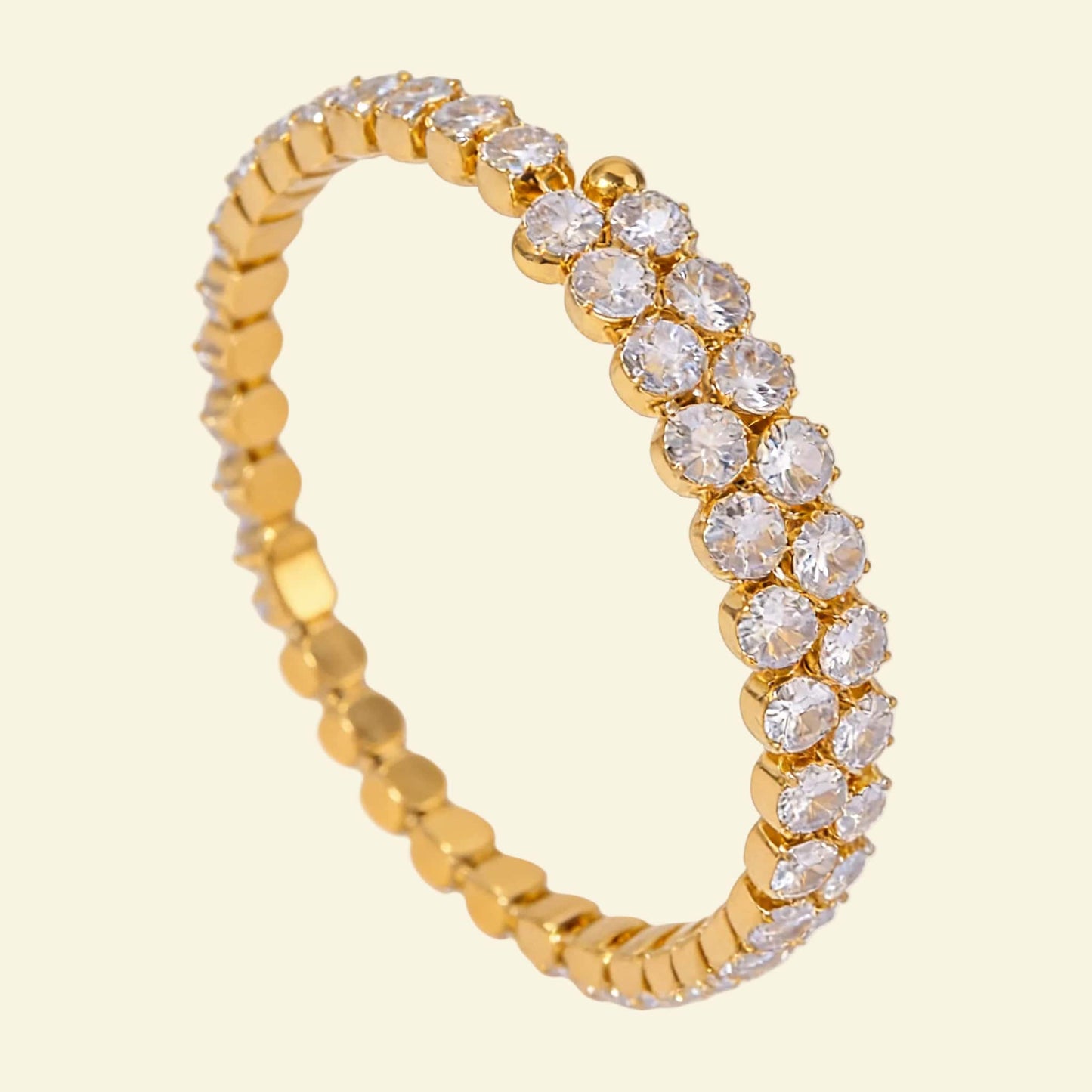 Luxurious 18K Gold Open Adjustable Diamonds Bracelet
