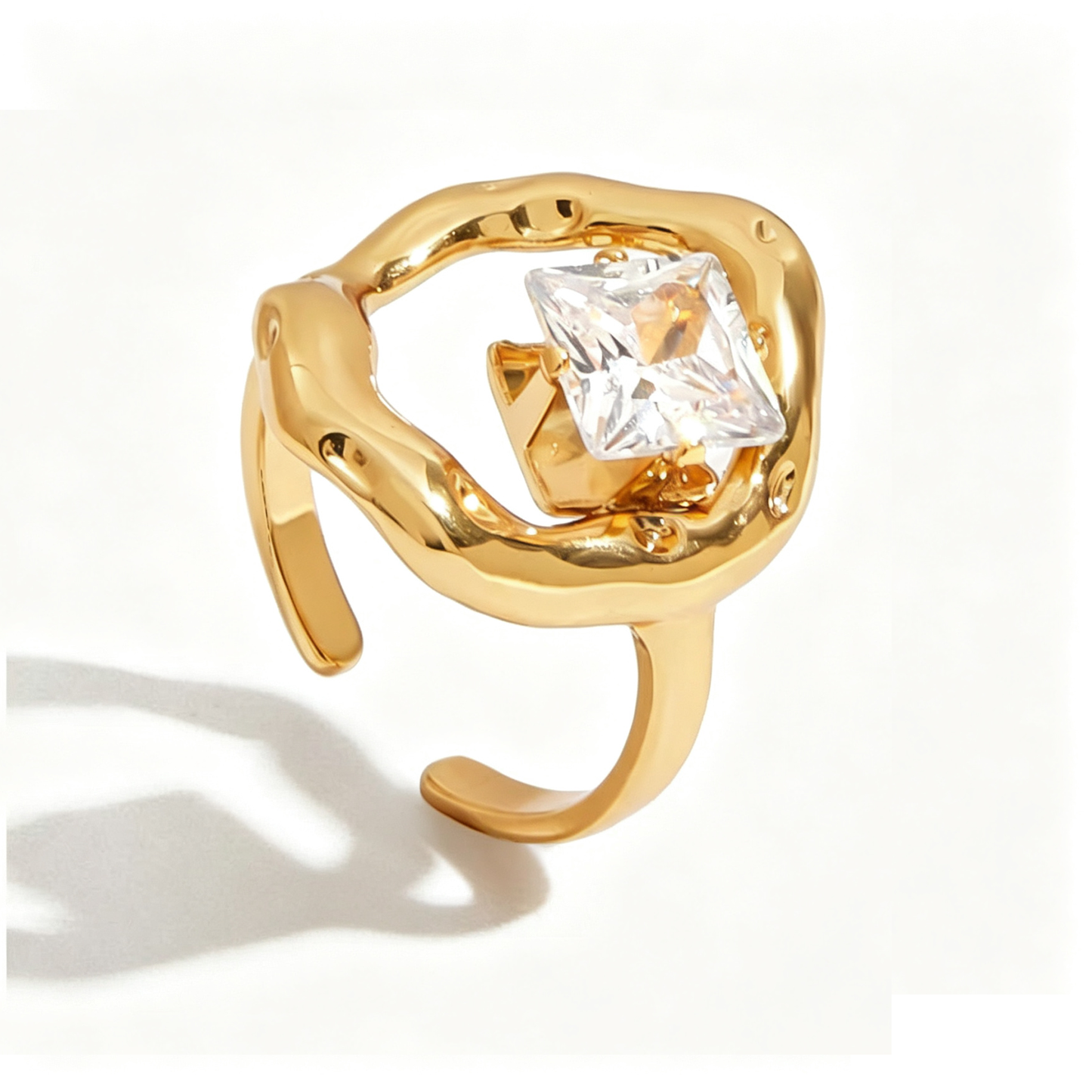 Monaco Open Diamond Ring | 18K Gold Stainless Steel | Vinajewelry
