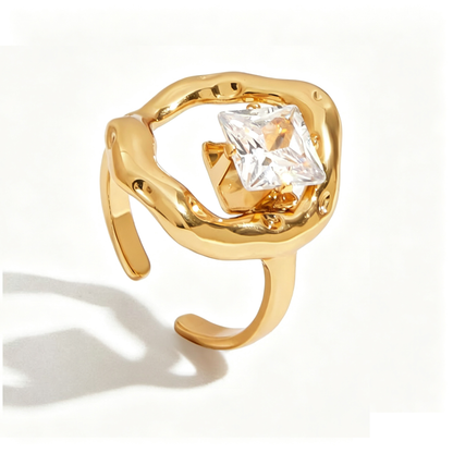 Monaco Open Diamond Ring | 18K Gold Stainless Steel | Vinajewelry