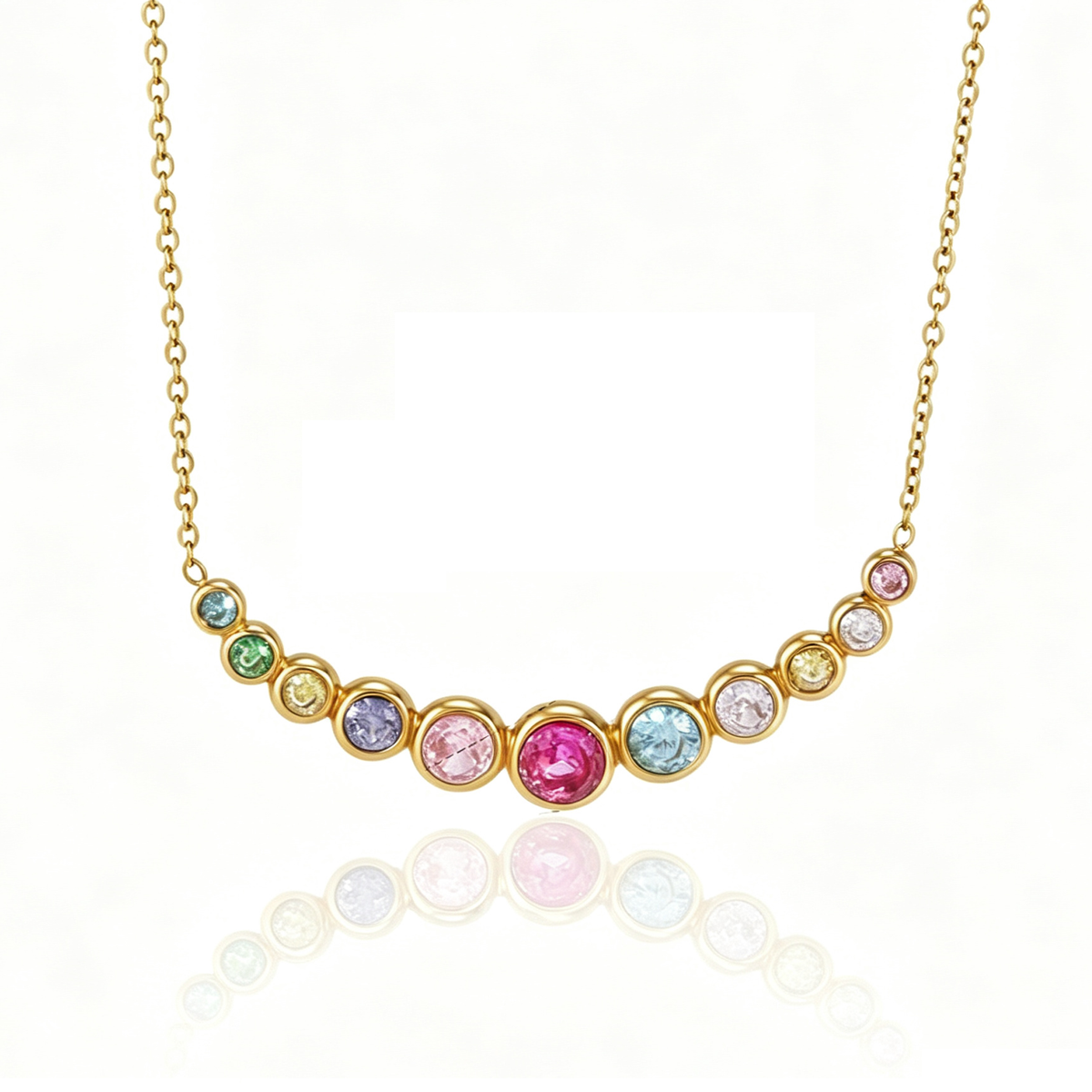 Iris Rainbow Diamond Dainty Necklace | Vinajewelry