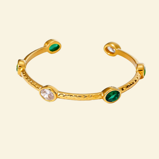 18K Gold Vintage Open Adjustable Diamond Bracelet - Waterproof | Vinajewelry