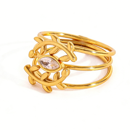 Raina Wheat Eye Diamond Triple-Stack Ring