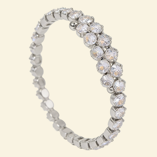 Silver Minimalist Open Adjustable Diamond Bracelet - Waterproof | Vinajewelry