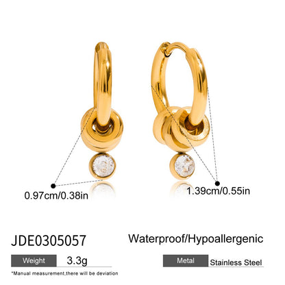 Minimalist multi-pendant diamond hoop earrings 18k gold