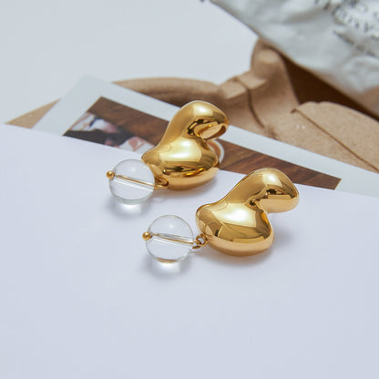 Luxury Teardrop Diamond Pendant Hoop Earrings - 18K Gold Plated Stainless Steel