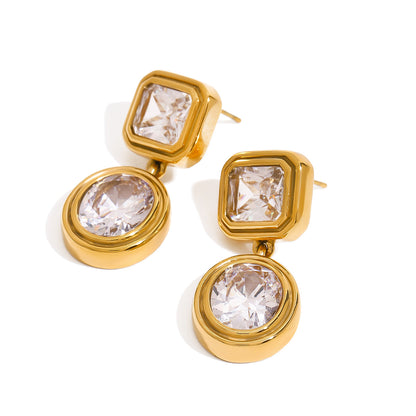 Vintage Geometric Diamond Earrings 18K Gold - Waterproof | Vinajewelry