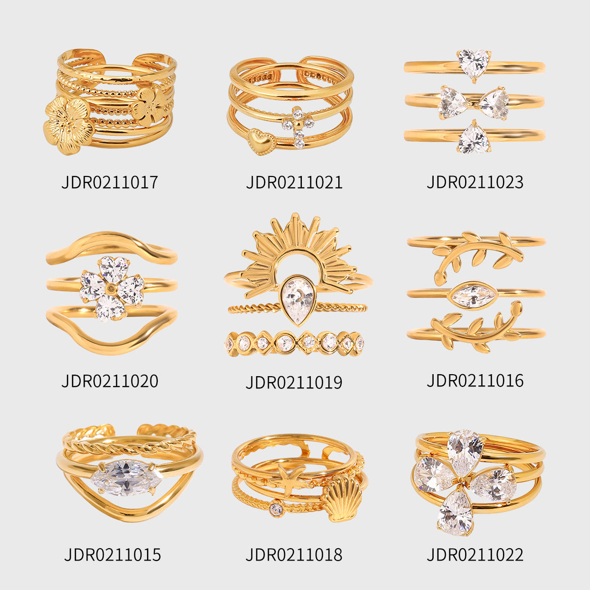 Luxury Diamond Stackable Open Ring - 18K Gold Plated | Vinajewelry