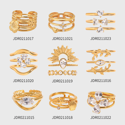 Luxury Diamond Stackable Open Ring - 18K Gold Plated | Vinajewelry