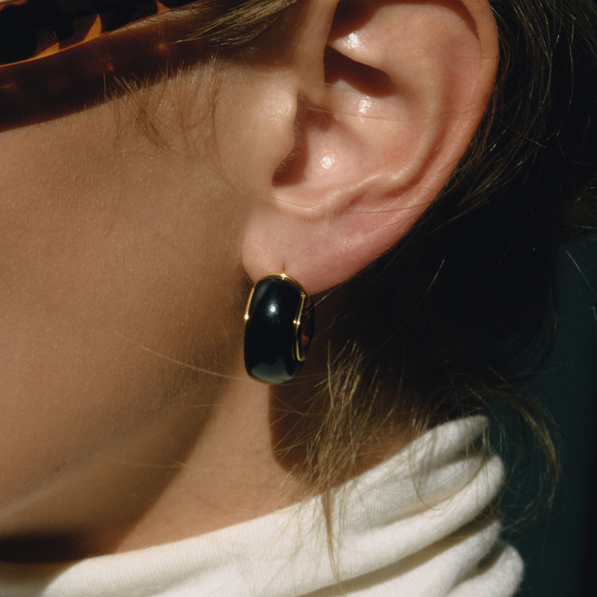 18K Gold Plated Resin Hoop Earrings - Waterproof Minimalist Jewelry