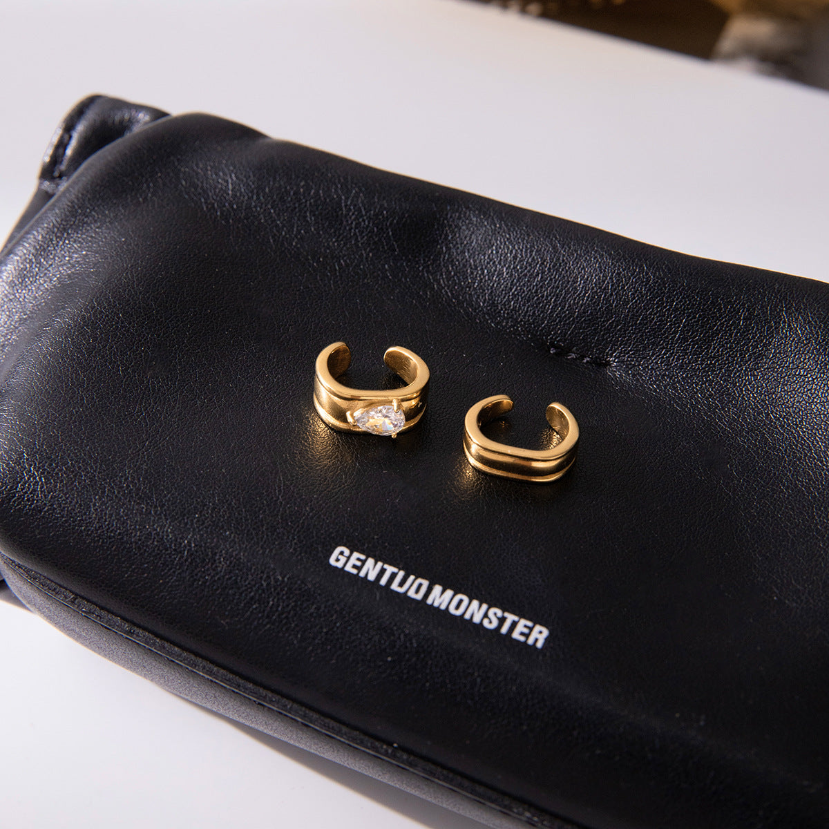 Luxury Teardrop Diamond Pendant Hoop Earrings with 18K Gold Plated Stainless Steel