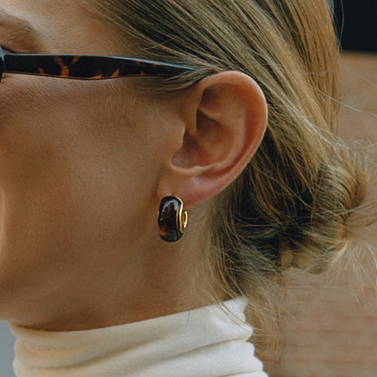 18K Gold Plated Resin Hoop Earrings - Waterproof Minimalist Jewelry