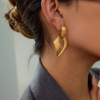 Minimalist Geometric Design Earrings - 18K Gold Plated Stainless Steel