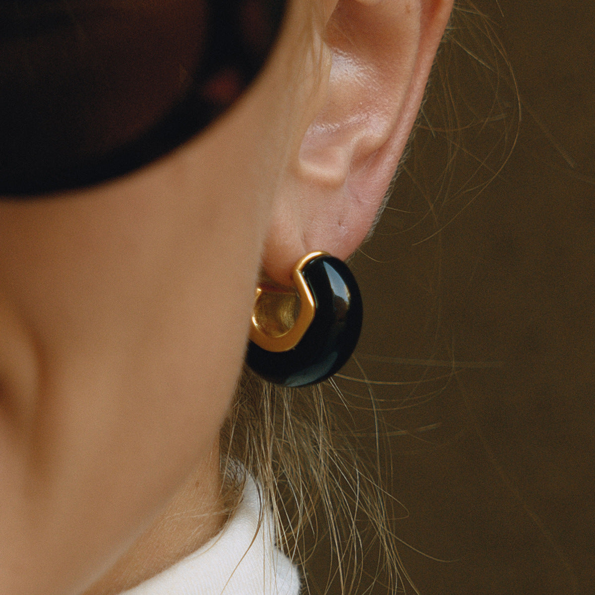 18K Gold Plated Resin Hoop Earrings - Waterproof Minimalist Jewelry