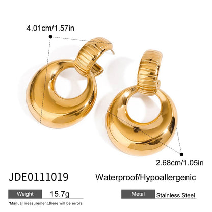 Minimalist geometric design pendant earrings 18K gold