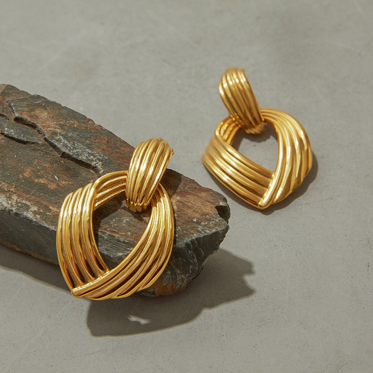 Minimalist Geometric Design Earrings - 18K Gold Plated Stainless Steel