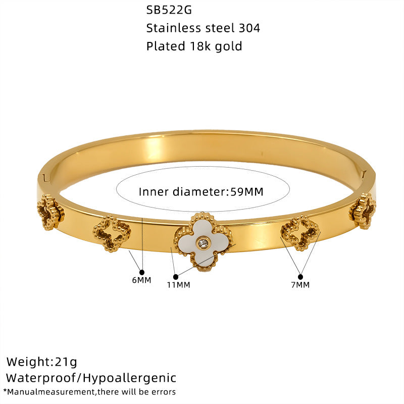 Fashion four-leaf clover diamond bracelet 18k gold