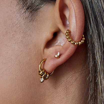 Minimalist multi-pendant diamond hoop earrings 18k gold